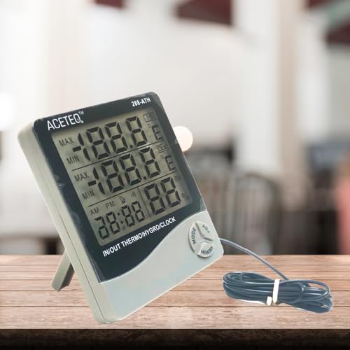 Image of LABART 288-ATH Plastic Digital Indoor Outdoor Hygro Thermometer with Clock