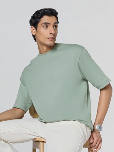 Image of XYXX Drift Oversized Tshirt for Men | 100% Combed Cotton | Solid Roundneck Drop Shoulders Half-Sleeve T Shirt