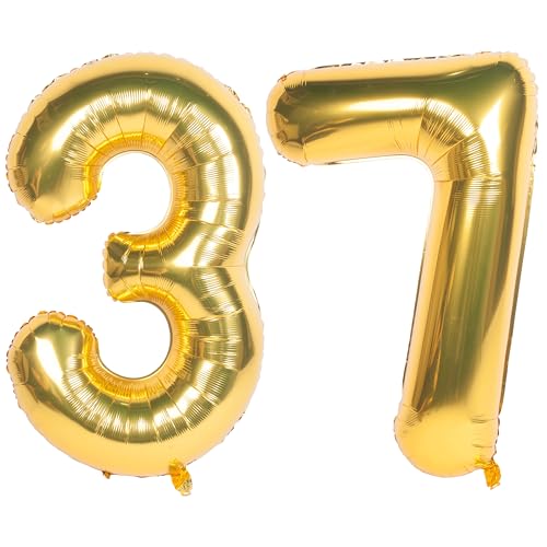 Image of 40 Inch gold Number Balloons 37 Helium Foil Mylar Balloon | Birthday Party banquet Decoration 37