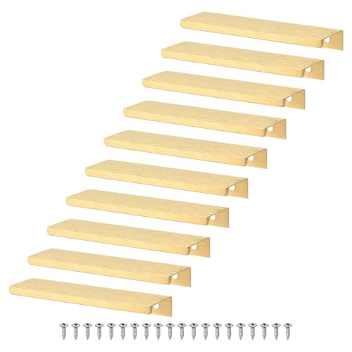 M METERXITY 10-Pack Cabinets Drawers Edge Pulls 4.72" Aluminum [Matte Gold]