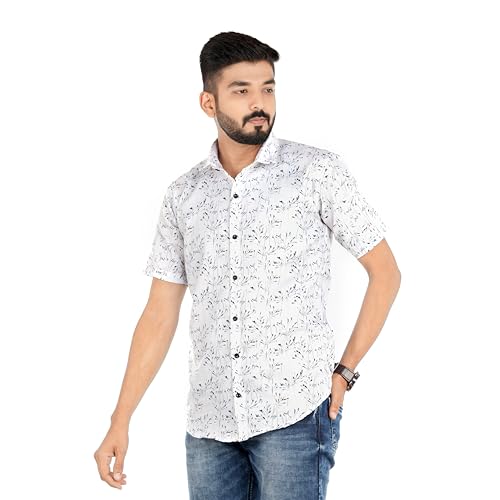 Image of Venisa Men's Cotton Blended Printed Casual Shirt