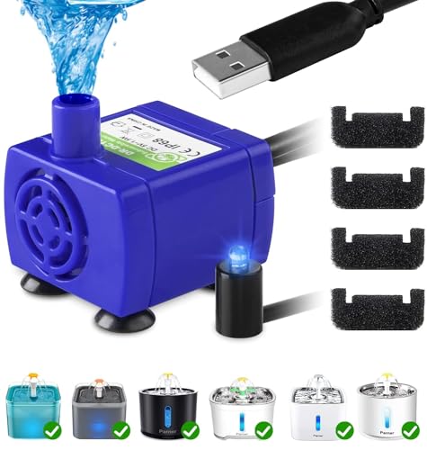 Parner Bomba para fuente de agua para gato, bomba de agua de acero inoxidable, fuente LED, compatible con motor para mascotas