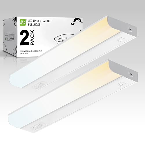 Image of ASD LED Under Cabinet Lighting Hardwired, 18 Inch 10W 2700K-5000K Selectable, 807LM, CRI90+, Direct Wire Linkable Under Counter Lights for Kitchen, Dimmable Under Cabinet Lights, White, UL, 2 Pack