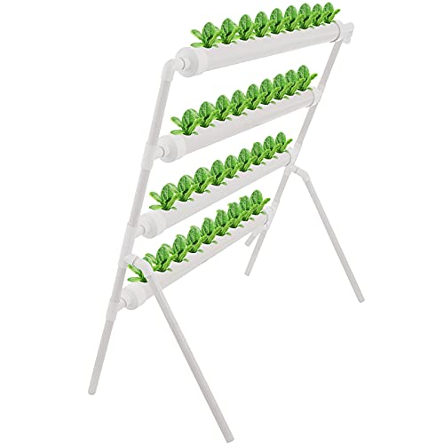 VEVOR Hydroponics Growing System, 36 Sites 4 Pipes Hydroponic System, 4 Layers Hydroponic Kit, Vertical Hydroponic Growing System with Water Pump, Pump Timer, Nest Basket, Sponge for Fruit Vegetables
