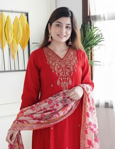 Image of KLOSIA Women Embroidery Kurta and Pant Set with Dupataa