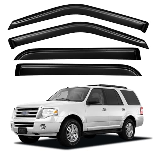 Image of Window Visors Rain Guards for 1997-2017 Ford Expedition, Out-Channel Window Vent Wind Deflectors Visors Shades for 2007-2017 Expedition XL, 1998-2017 Lincoln Navigator