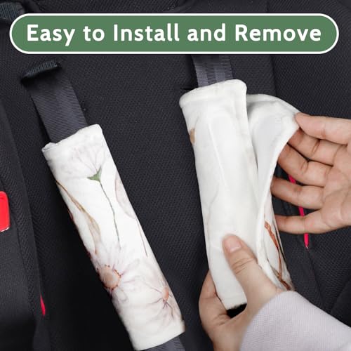 Image of Carseat Strap Pads for Babies Girls, Double-Sided Use, Super Soft, Infant Car Seat Strap Covers, Seat Belt Covers for Baby Car Seats /Pushchair /Stroller /High Chair, Flower Pattern