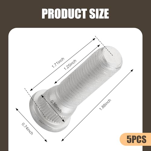 Image of 5 PCS Car Tire Screw Rod, 48 mm x 19 mm M12 x 1.5 Rust-Proof Extended Wheel Hub Fixing Screw, Precise Match Bolts Replacement Part 90942-02049, Compatible with Specific Models (Silver)