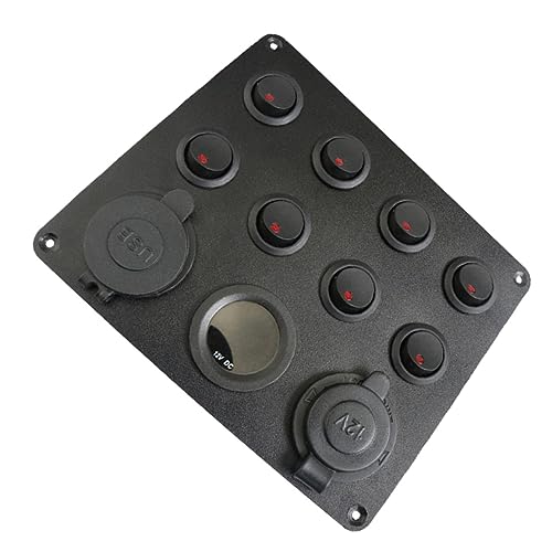 Happyyami 1Set Switch Panel with Digital Voltmeter Dual USB Ports for Car Rv Boat Modification Panel with Wiring Assembly for Easy Installation