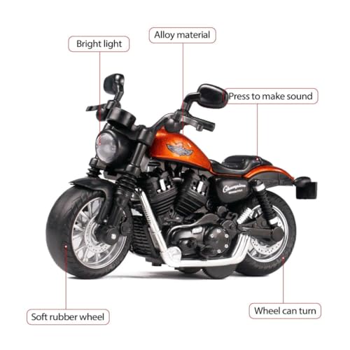 Image of Die-cast Alloy Motorbikes for Kids 1:14 Scale Alloy Model Bikes Pull Back Toys Suitable for 3+ Years Boys and Girls Multicolor (Pack of 1)【Colors as Per Stock】 (Motorbike 1:14)
