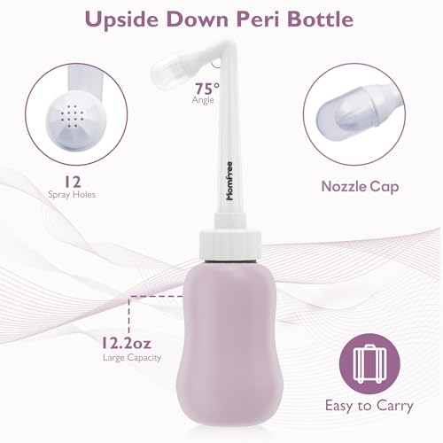 Postpartum Essentials Recovery Kit: Labor Delivery Post Partum 7 Pack Recovery Mom Care Set - Upside Down Peri Bottle | XL Disposable Underwear | Soothing Pads | Perineal Healing Foam | Canvas Bag