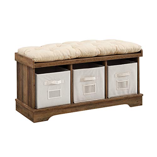 image for Walker Edison Modern Farmhouse Entryway Shoe Storage Bench Totes Uphol