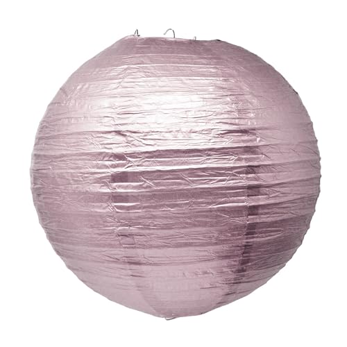 Image of Mudra Crafts 12 Inch Round Chinese Rose Gold Paper Lanterns Hanging Decor | 10 PCs, Reusable, Indoor Outdoor Decorative Lamp Shade, for Ceiling, Wedding, Shower, Party, Festival, Home Decoration