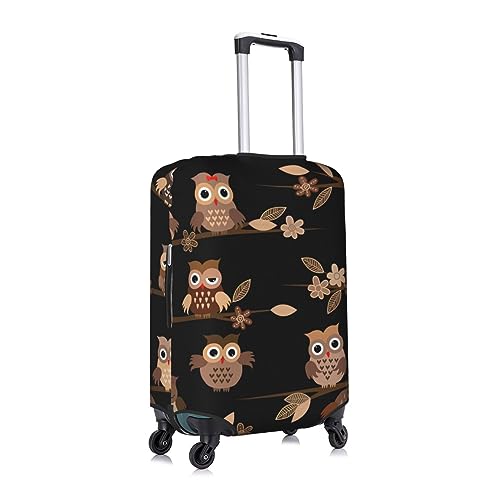 Housse de valise hiboux marron taille L en polyester lavable - 2