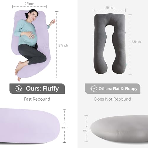 Image of MOON PARK Pregnancy Pillows for Sleeping - U Shaped Full Body Maternity Pillow with Removable Cover - Support for Back, Legs, Belly, Hips - 57 Inch Pregnancy Pillow for Women - Purple