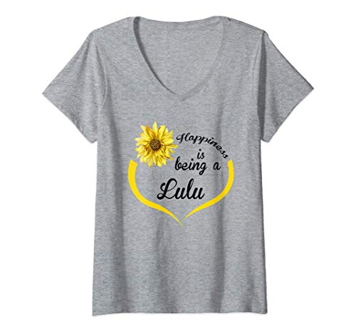 Womens Lulu Gift: Happiness Is Being A Lulu V-Neck T-Shirt