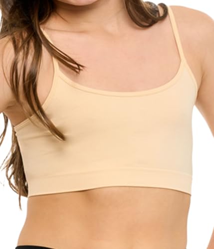Girl Bra Camisole Crop Cami Training Bras for Girls - Spaghetti Strap Seamless Comfort One Size Fits Girls 10-14