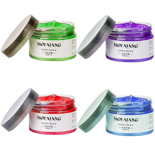 Temporary Hair Color, Hair Wax Color For Birthday,Party, Cosplay DIY, Halloween, Christmas (4, Red Blue Purple Green)