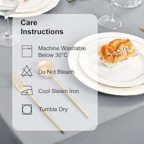 DWCN Round Table Cloth 160 Diameter Silver Grey Round Tablecloth Wipeable Tablecloths Table Cloth Wipe Clean Water Resistant Table Cloths Polyester - Image 4