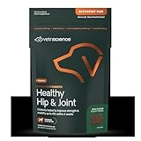 VetriScience Ultimate Strength Healthy Hip & Joint Chews, GlycoFlex Glucosamine, Chondroitin and Green-Lipped Mussel Joint Support Supplement for Dogs, Soothe Joint Discomfort, Duck, 60 Count