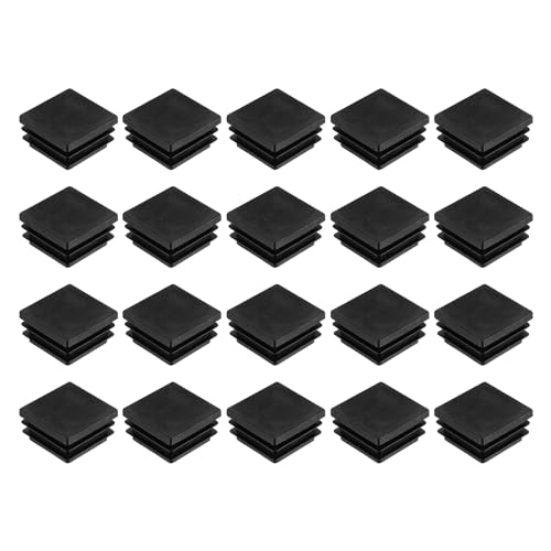 Image of uxcell 24Pcs Square Plastic Plugs, 35 x 35mm /1.38 x 1.38inch PE Pipe Tubing End Caps for 28-33mm /1.1-1.3inch Square Tube Furniture Chair Leg, Black