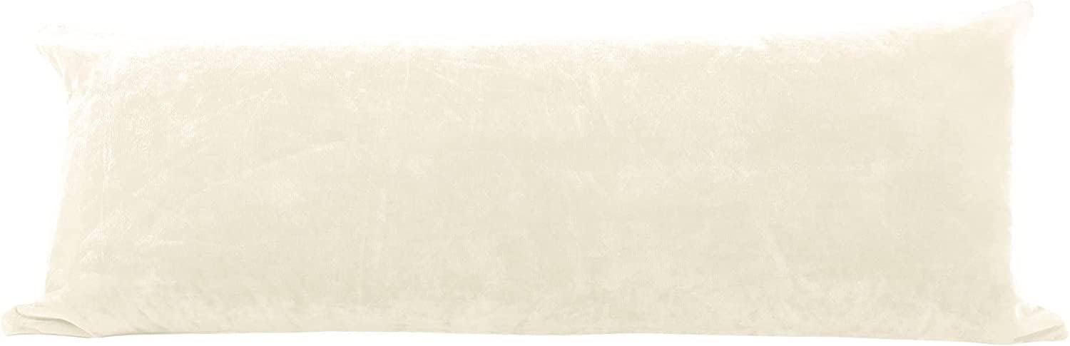 EVOLIVE Soft Micromink, Faux Fur, Faux Suede Body Pillow Cover 21"x54" Replacement with Zipper Closure (21"x54" Body Pillow Cover, Cream)