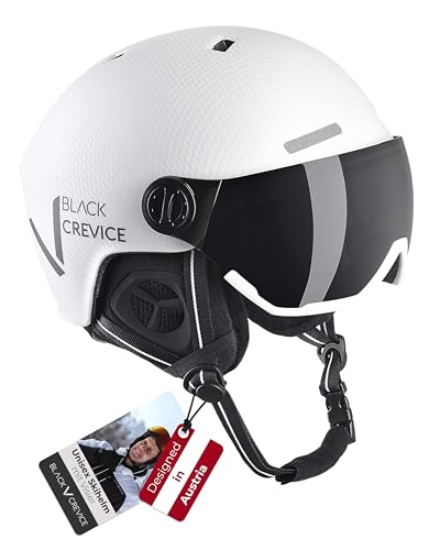 Black Crevice Skihelm KAPRUN mit Visier, weiß Carbon matt/schwarz, S/M (54-57)…