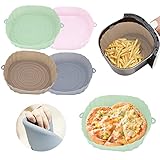 Sfit 4 Stück Airfryer Silicone Pot Heißluftfritteuse Silikon Korb 20cm Wiederwervenderbar Topf Heißluftfritteuse Ofen Zubehör Ersatz Papiereinlagen(Bunt)