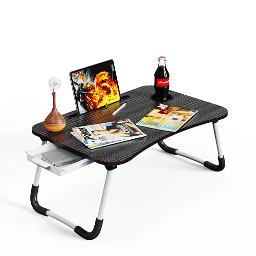 Lap Desk , Foldable Laptop Table for Bed, Portable Standing Desk 25.5 with Storage Drawer , Laptop Table Stand Desk for Sofa Couch Floor (Black) Lap Desk , Foldable Laptop Table for Bed, Portable Standing Desk 25.5" with Storage Drawer , Laptop Table Stand Desk for Sofa Couch Floor (Black)