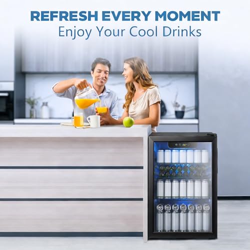 Image of Electactic 95 Cans Beverage Refrigerator, 26 Bottle Mini Fridge, 2.7 cu.ft Drink Fridge Digital Temperature Control for Bottled Beer, Soda,Water