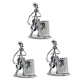 Operitacx 3pcs Metal Model Crafts Pen Holder Music Man Model Delicate Crafts Pen Holder Desktop Orna