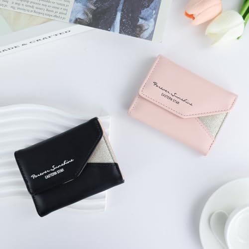 Wallet Women, Trifold Small Wallet with 1 Cash Compartment and 8 Card Slots, Lightweight Coin Purse for Easy Access(Pink)2