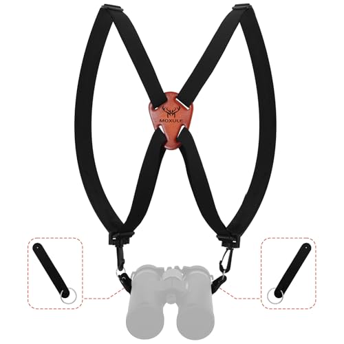 MOXULE Binocular Harness Strap X-shaped - Adjustable Bino Chest Straps for All Binoculars Hunting,Hiking and Birding - Black