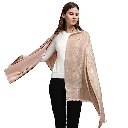 Image of LMVERNA Women's Sparkling Metallic Soft Pashmina Shawls and Wraps Scarf in Solid Colors