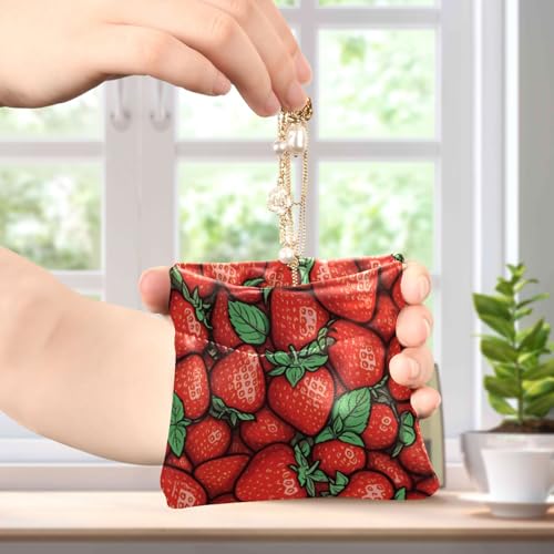 Juicy Strawberry Print Coin Purse Leather Pouch Change Purse, Squeeze Coin Pouch for Cards, Keys & Lipsticks, Unisex4