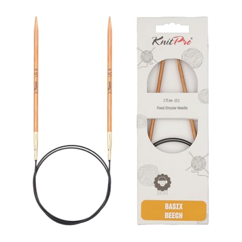 KnitPro Basix-Ferri da Maglia circolari fissi in Betulla, 100 cm, Legno, Naturale, 3,75 mm