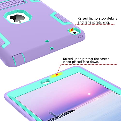 Bentoben Ipad 6Th Generation Cases, Ipad 5Th Generation Case, Ipad 9.7 2018/2017 Case, 3 In 1 Heavy Duty Rugged Shockproof Kickstand Protective Tablet Cover For Ipad 9.7 Inch 2018/2017, Purple/Green #TOP4