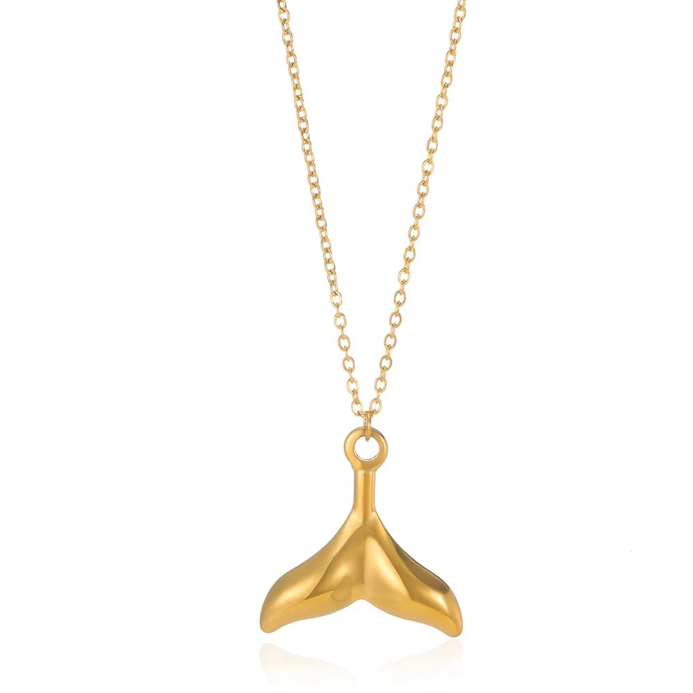 Mädchen-Accessoires Wal für Damen, 925 Sterling Silber Kette Meerjungfrauenschwanz-Anhänger für Damen und Kinder, Vintage-Fisch, nautische Farbe, Walschwanz-Halsband – Wal-Gold, Gold