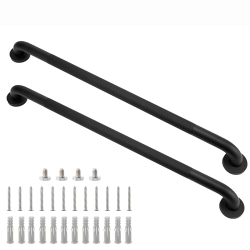 Shower Grab Bar, 2 Pack 32 Inch Black Bathroom Grab Bar, 1.25" Diameter 304 Stainless Steel Anti-Slip Grab Bars for Bathtubs and Showers, Handicap Shower Grab Bar for Seniors Elderly