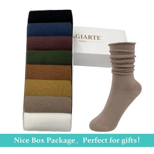 Image of MAGIARTE Women's Cotton Slouch Socks Knee High Boot Length Soft Scrunch Chunky Stacked Socks 3 /5 /8 PACK