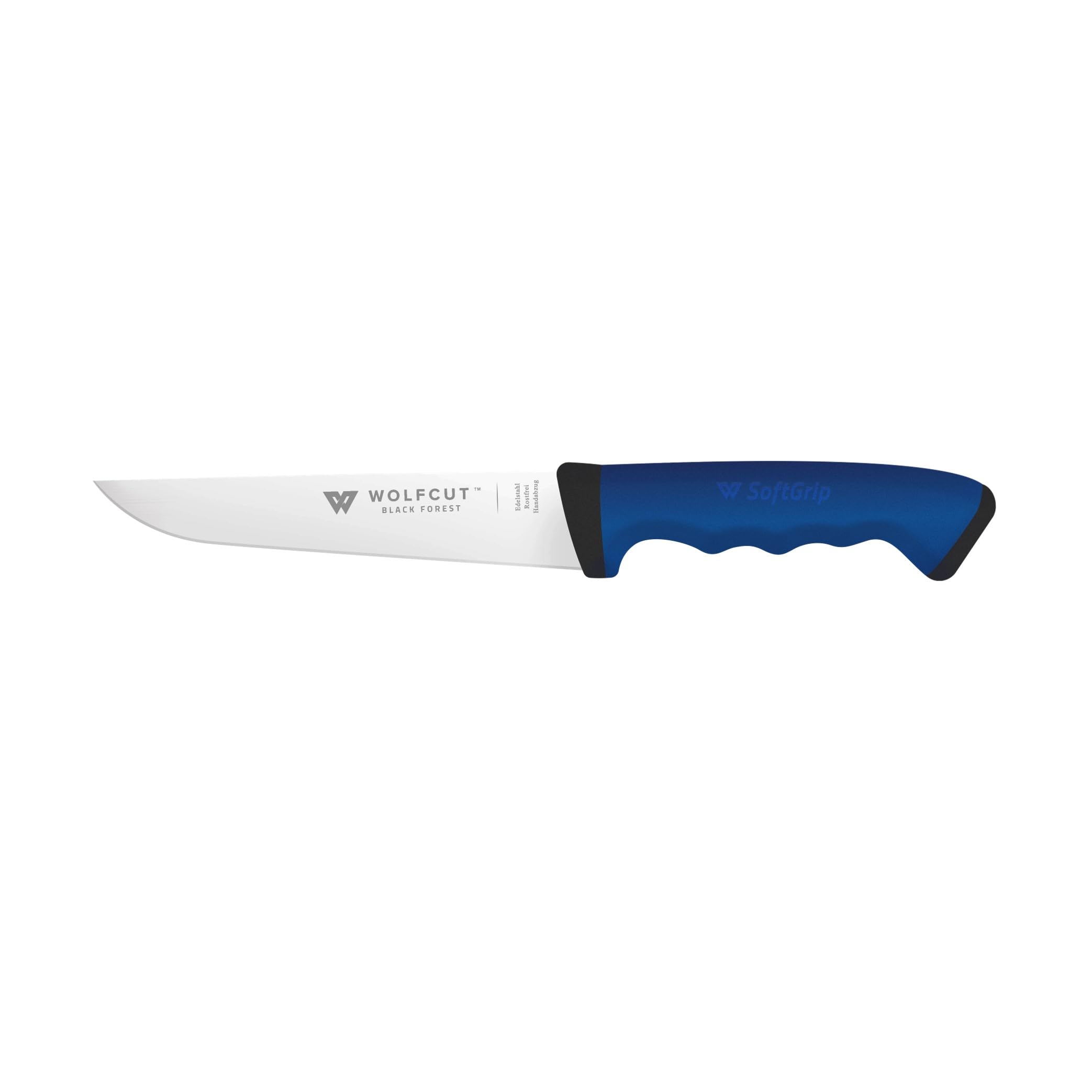 Wolfcut SoftGrip seria BLUE – 5-częściowy zestaw noży rzeźniczych – nóż do filetowania 13 i 15 cm, nóż do wykrawania, nóż do krojenia