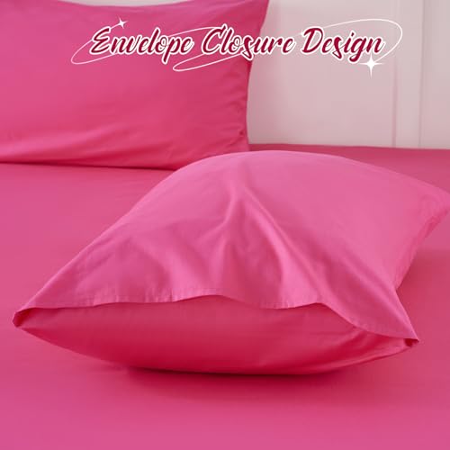 Homiest Hot Pink Cotton Fitted Sheet & Pillowcase Set, King 400TC by Homiest - Used condition - Image 6