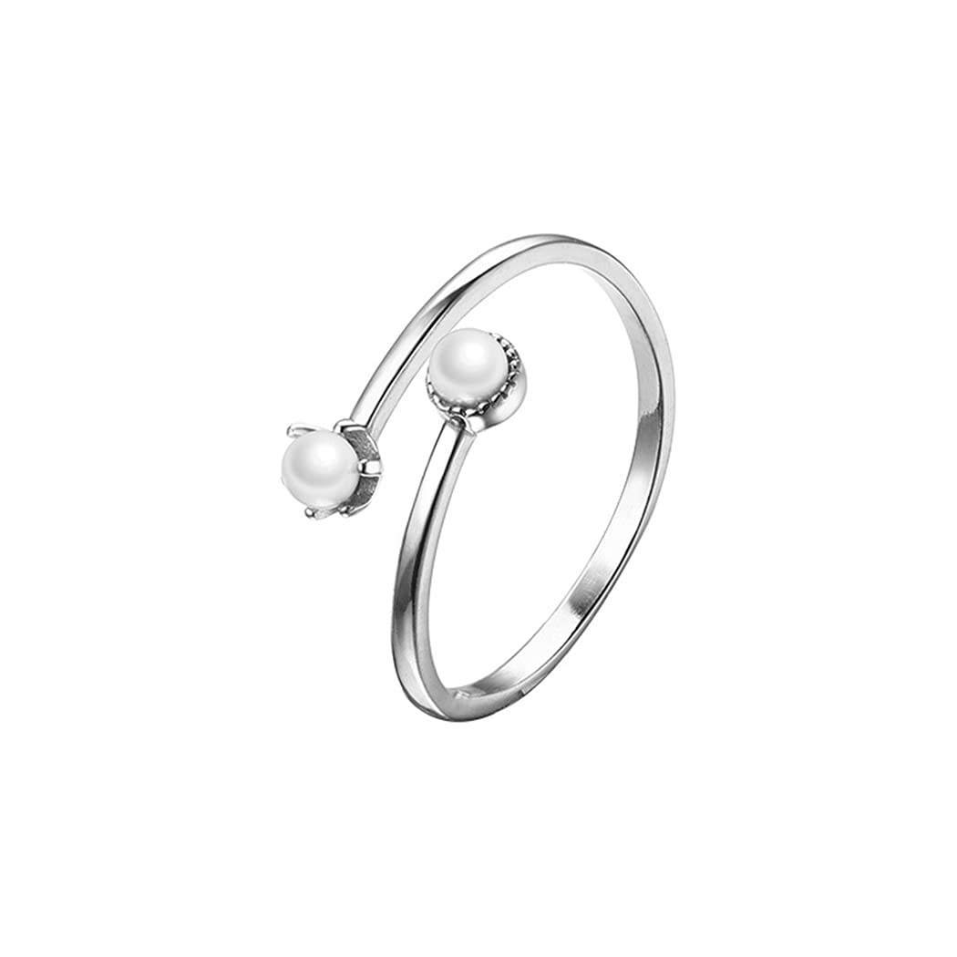 925 Sterling Silver Mini Freshwater Pearl Ring for Women Adjustable Open Ring Gift Engagement Jewelry, Silver, No Gemstone, Silver, No precious stones