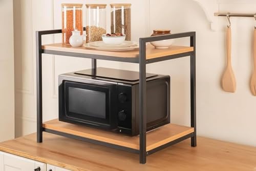 Image of TEKAVO Metal Multi-Purpose Rack for Microwave | Oven | OTG | Kitchen Organizer | Brown | 60.5L x 40.2W X 50.7H CM