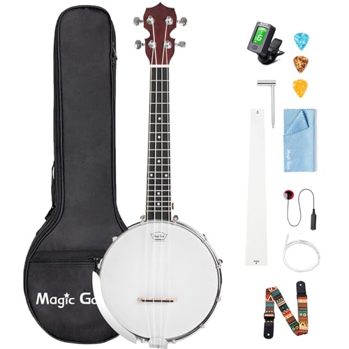 Magic Gold Banjolele, concierto de 23 pulgadas, 4 cuerdas Banjo Ukelele con reposabrazos, Banjo Uke con...