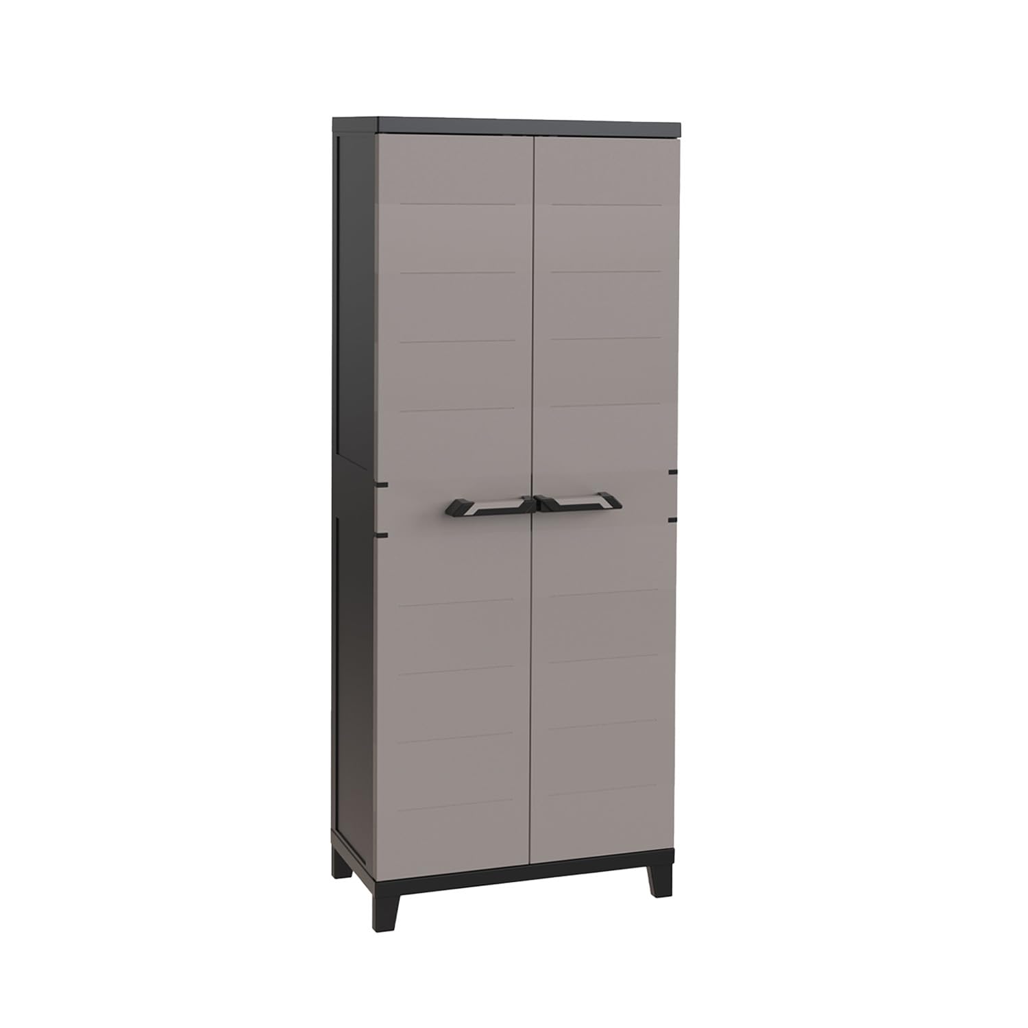 Armadio Plastica Tuttopiani Prime 2 Ante con Ripiani Regolabili Effetto Legno UV Resistant per Balcone Coperto, Facile da Montare e Resistente all’Umidità - 66x40x172cm
