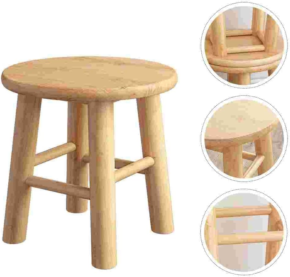 Wood Step Stool Household Shoe Changing Stool Stool Low Stool for Washing Foot for Living Room, Bedroom, Kitchen Padded Seat