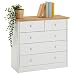 Produktbild IDIMEX Kommode Rondo, schöne Anrichte mit 5 Schubladen, praktisches Sideboard aus massiver Kiefer in weiß/braun, Zeitlose Schubladenkommode mit Holzgriffe