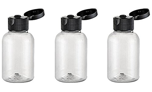 12 Pcs 50ml/1.7oz Refillable Clear PET Plastic Cosmetic Bottles Holder Leak Proof Travel Vials Jars Containers Accessories With Black Flip Cap For Lotion Cream Makeup Water Toiletries Liquid(38*80mm)