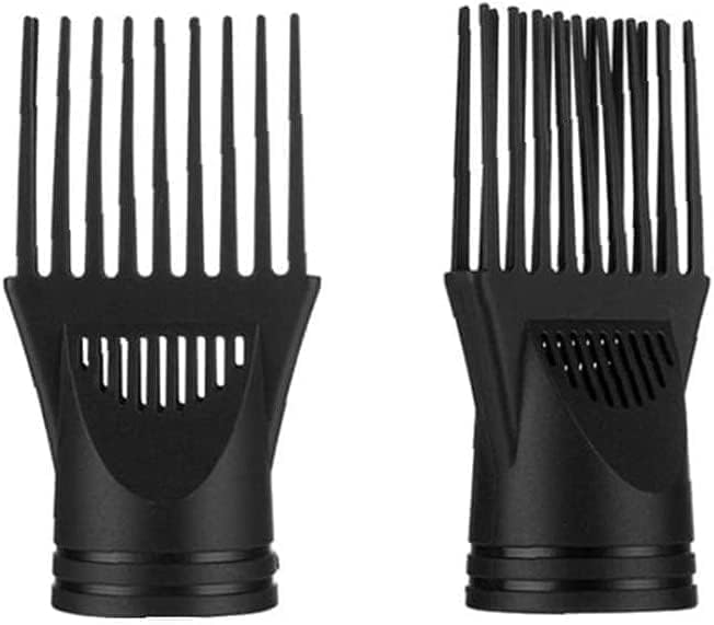 Difusor de secador de pelo negro, 2 unidades, profesional, universal, para peluquería, cubierta de viento, boquilla de fijación de peine, alisado negro, secadores de pelo y accesorios, difusores de 8